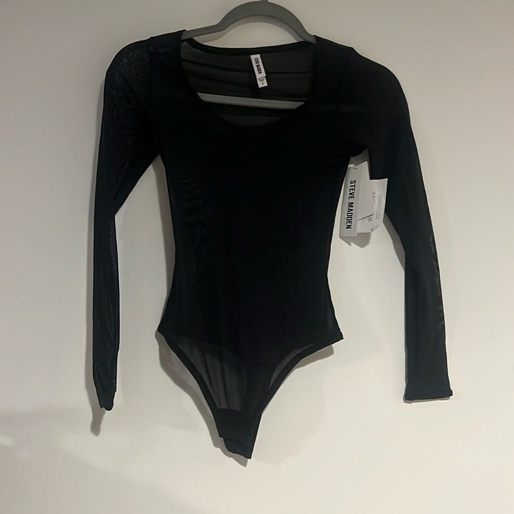 Steve Madden Black Sheer Bodysuit